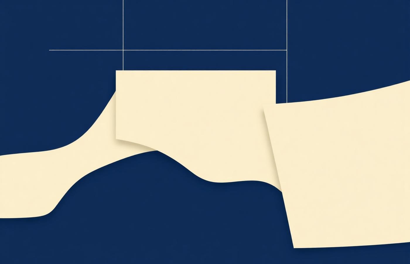 Abstract ivory panels layered over a navy grid, illustrating interface layout structure